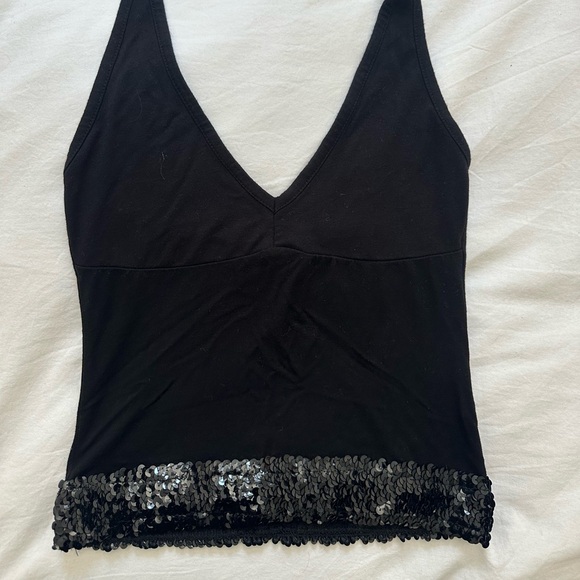 Esprit Black Halter Bodysuit with Sequin Trim - Picture 2 of 3
